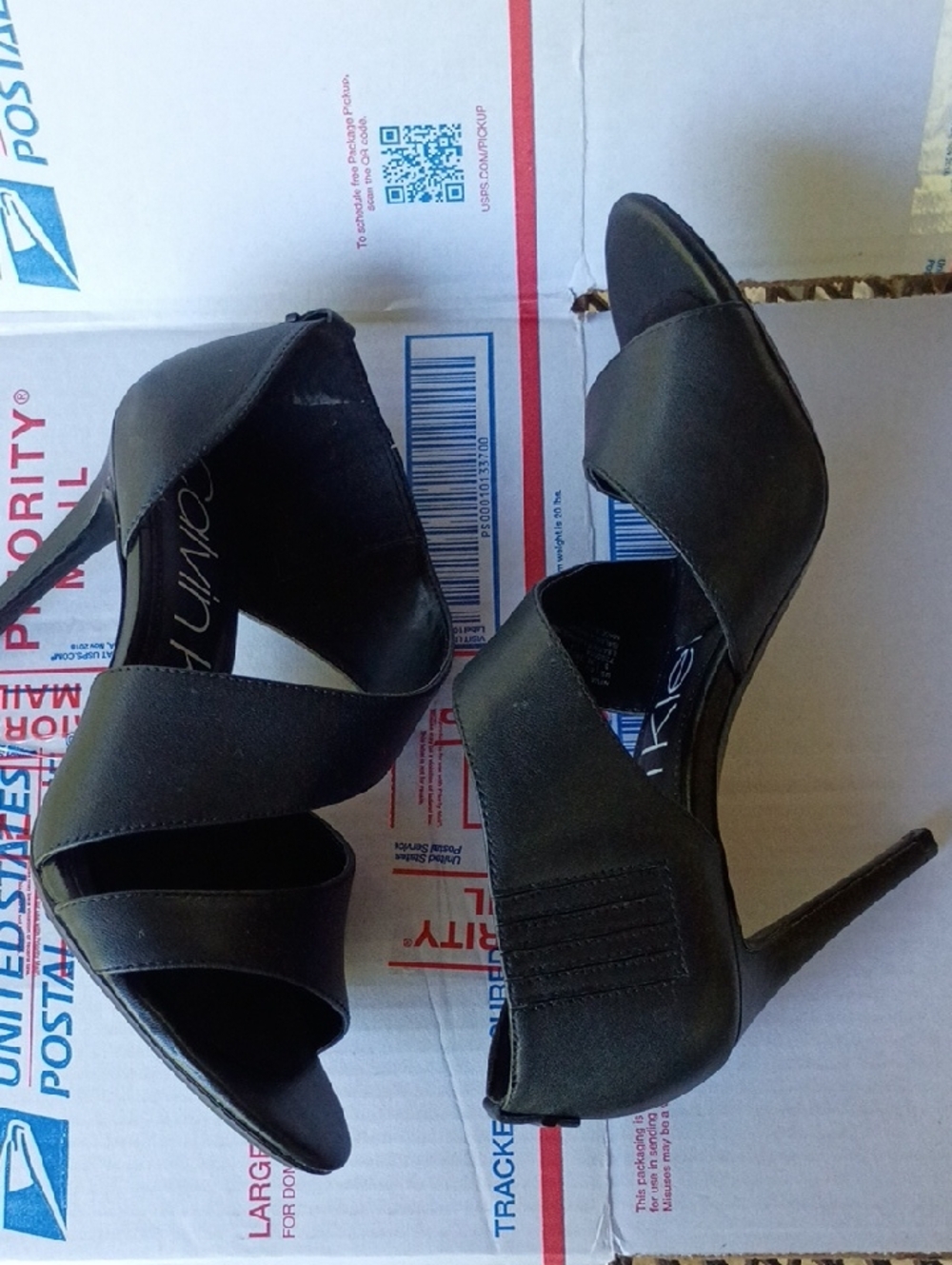 Calvin Klein Black Peep-Toe Stiletto Sandals - Picture 5 of 10